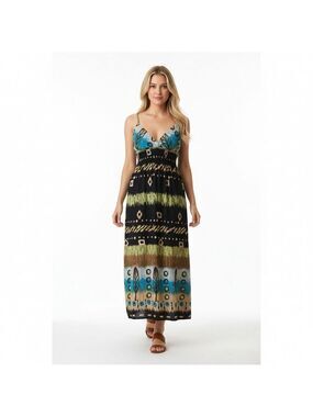 She’s Cool Women's Boho Maxi Dress Size M Black Blue